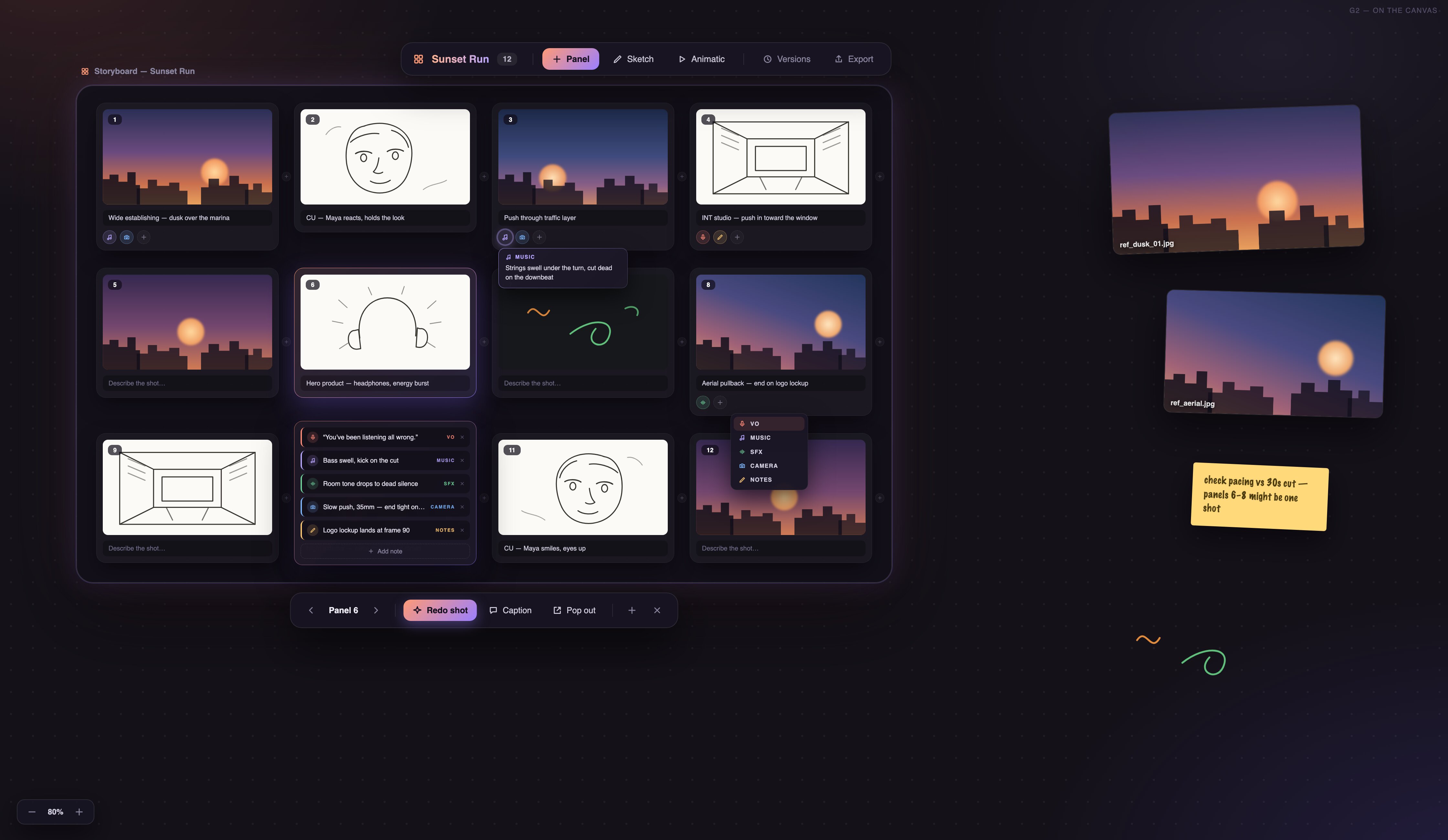 The shipped canvas language: gradient outlines, whisper-level color wash